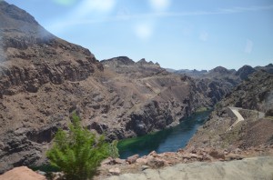 View of Colorado River heading away from Hoover Dam.