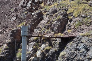 Manmade structures at Hoover Dam on the Colorado River.