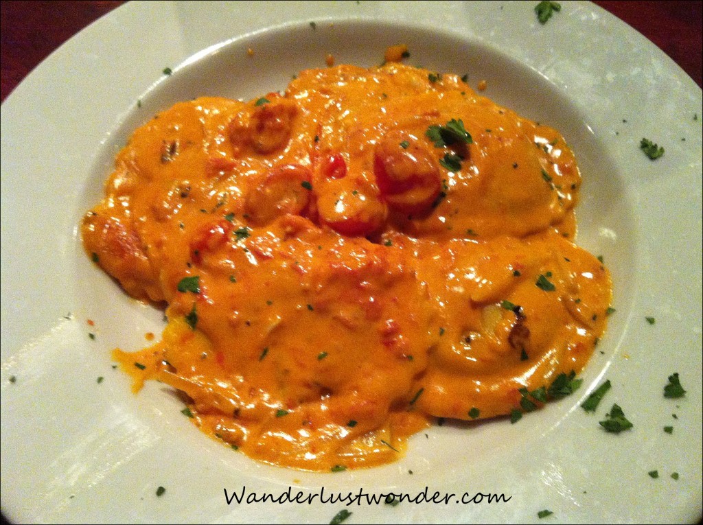 Amazing lobster ravioli at Café Gabbiano.