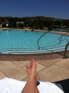 Relaxing by the pool