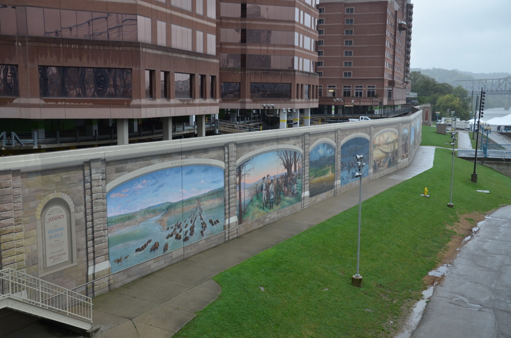 Beautiful wall murals along the river