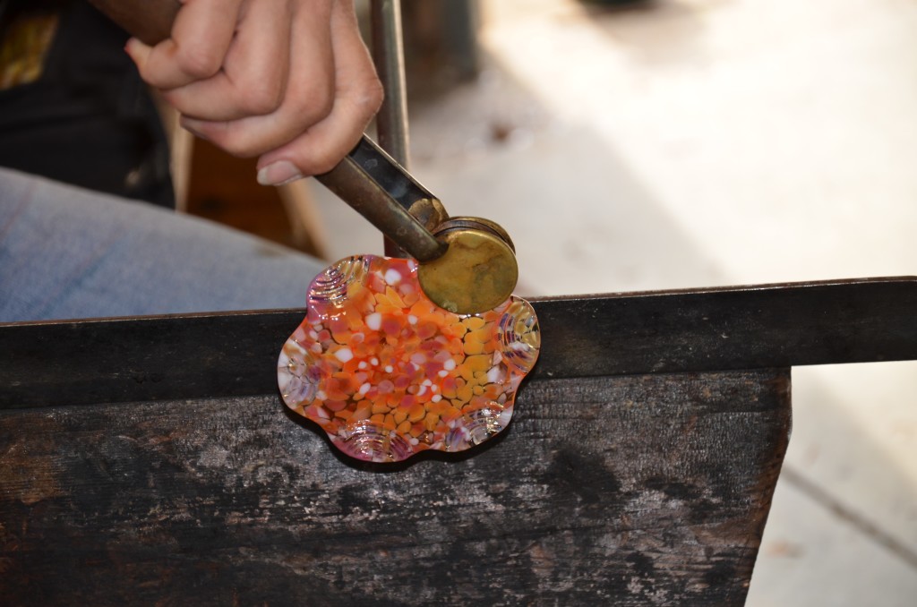 Shaping the hot glass