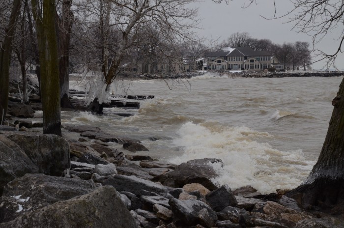 A gray and stormy day at the shore